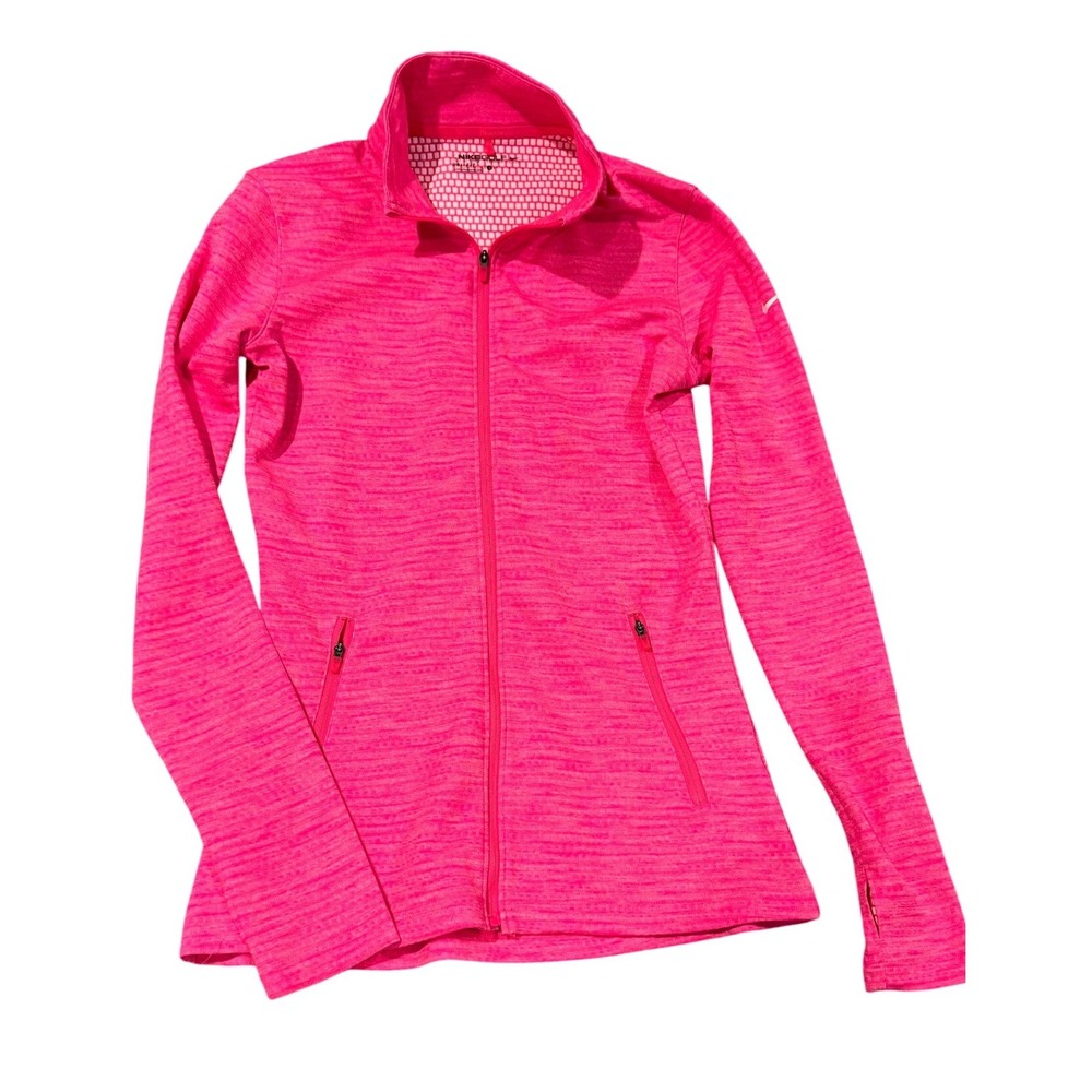 Nike Golf Dri-FIT Jacket Womens Small Pink Space Dye Full Zip Thumbhole Running